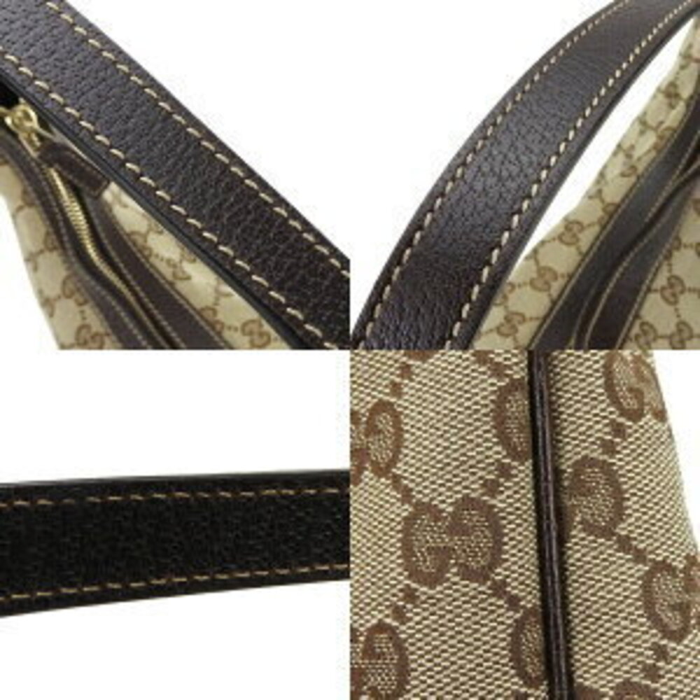 Gucci Tan Brown Handbag Bag Canvas Hobo GG Hand Shoulder Leather Beige - Picture 5 of 9
